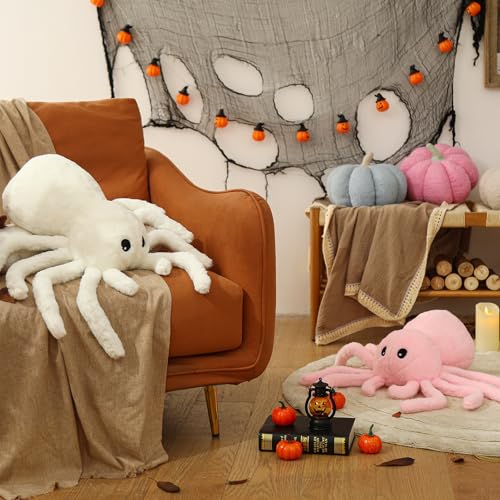YRXRUS Pumpkin Pillows, Halloween Pumpkin Pillow Set of 2, Pink Throw Pillows Fall Room Decoration, Teddy Fleece 6x12&4x7 Inches Accent Cushion Gifts for Holiday
