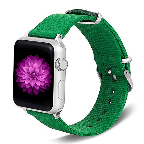 Tinsow Wristband Watch Strap Comfortable Denim Fabric Replacement Watch Band Compatible for iWatch Series 4/3/2/1 (Green, 38MM/40MM)
