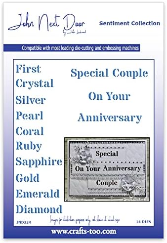 Crafts Too John Next Door Dies Sentiment Collection - Stencil Anniversary (14pcs)