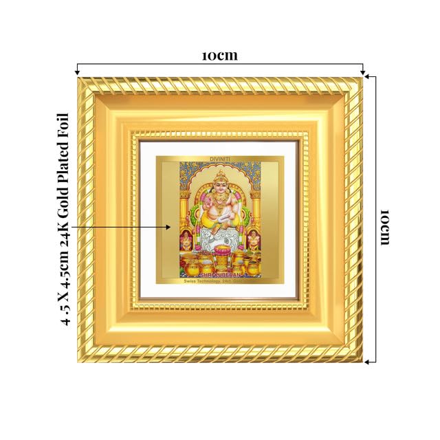 Image of DIVINITI Lord Kuber 24K Gold Plated Foil Tabletop Photo Frame for Home Decor, Puja Room, Luxury Gifting | DG Frame 015 S1A (10x10 CM)