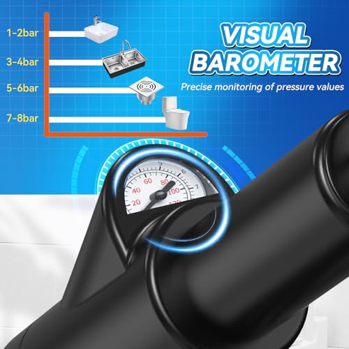 Toilet Plunger, Upgraded High Pressure Toilet Plunger Air Plungers Sink Plunger with Visual Barometer, Stainless Steel Air Drain Blaster, Powerful Drain Clog Remover for Bathroom,Kitchen,Clogged Pipe — view 4