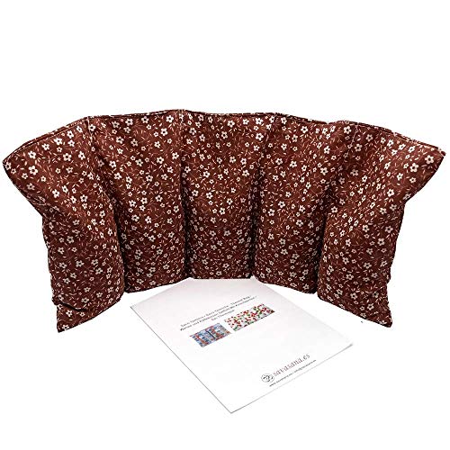 Saco térmico “FLOWERS - BROWN” – 50 X 20 cm (XL) – relleno con 800gr de huesos de cereza - para microondas y congelador