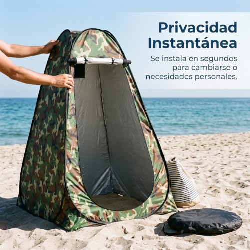 Tienda privacidad portátil camping ducha vestidor camuflaje con ventanas 7