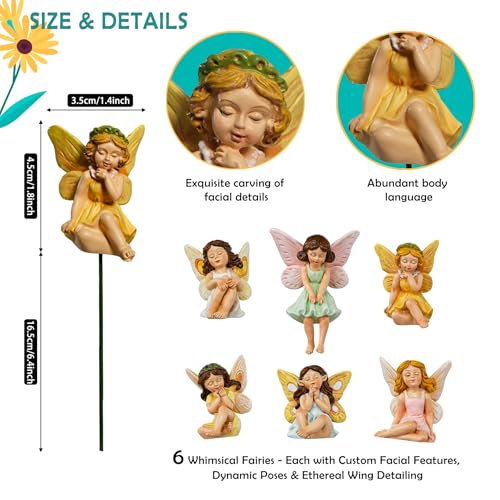 U WONDERFUL Miniature Fairy Figurines - 6Pcs Mini Fairies for Fairy Garden & Tiny Elf Garden Accessories for Home Outdoor Yard Lawn Supplies Flower Pot Decor — view 5