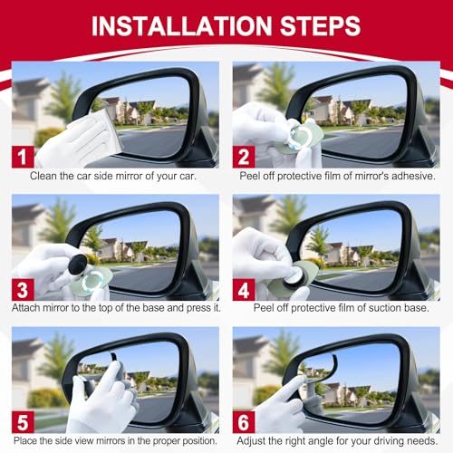 Image of LivTee Blind Spot Mirrors, HD Glass Frameless Convex Rear View Mirrors, Wide Angle Adjustable Stick for Side Mirror, Automotive Exterior Accessories for Car, SUV & Trucks, Pack of 2