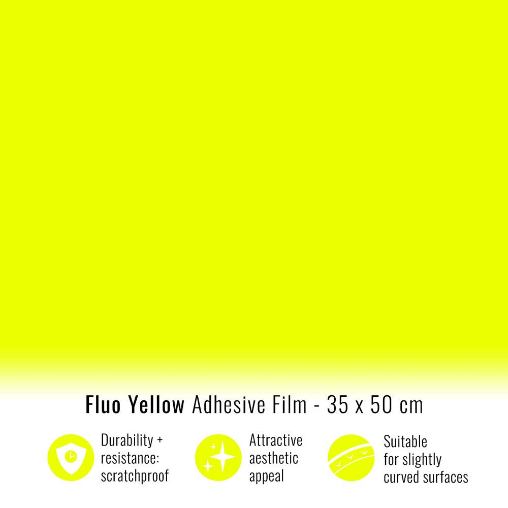 4R Quattroerre.it Adhesive Film Sheet Wrapping, Fluo Yellow, 35 x 50 cm