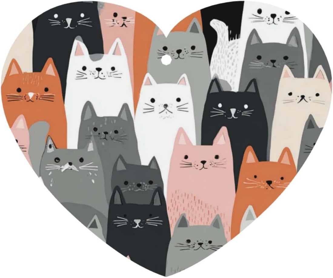 Car Air Freshener 24 PCS Cute Funny Grey Cats Pattern Hanging Car Air Fresheners Auto Interior Decor Card Freshener Strong Scented Card Lavender Cars Scents for Office Bedroom Close Drawer Heart Shape