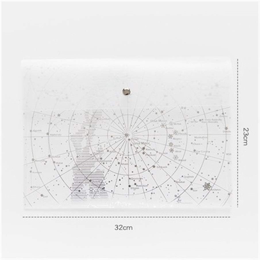 A4 Fantasy Star Storage Bag Bronze Laser Transparent Pocket PP File Bag Originality Folder School Stationery Support Kawaii (Color : White mosha Silver)