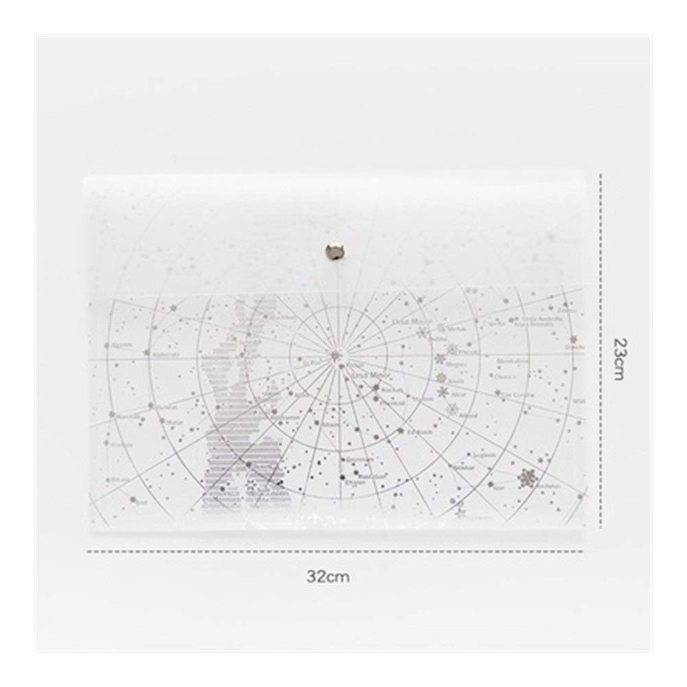 A4 Fantasy Star Storage Bag Bronze Laser Transparent Pocket PP File Bag Originality Folder School Stationery Support Kawaii (Color : White mosha Silver)