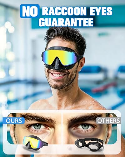 Keary Adult Swimming Goggles with Nose Cover for Men Women Anti-fog Pool Water Beach Goggles Swimming Adult UV Protection Wide Clear Vision Underwater Swim Glasses with Clip in Back for Adults Youth — view 2