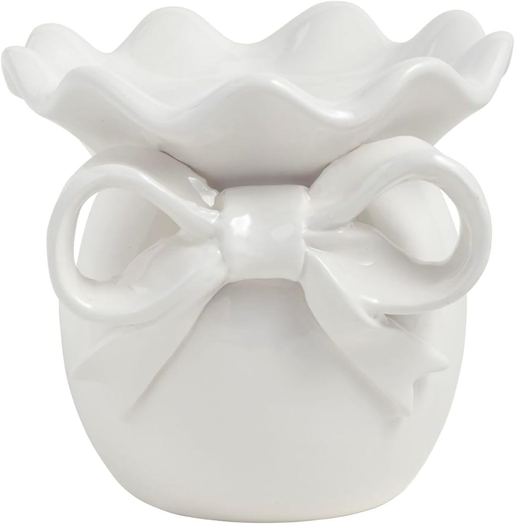 Mud Pie Ceramic Large Bow Pillar Ceramic Holder
