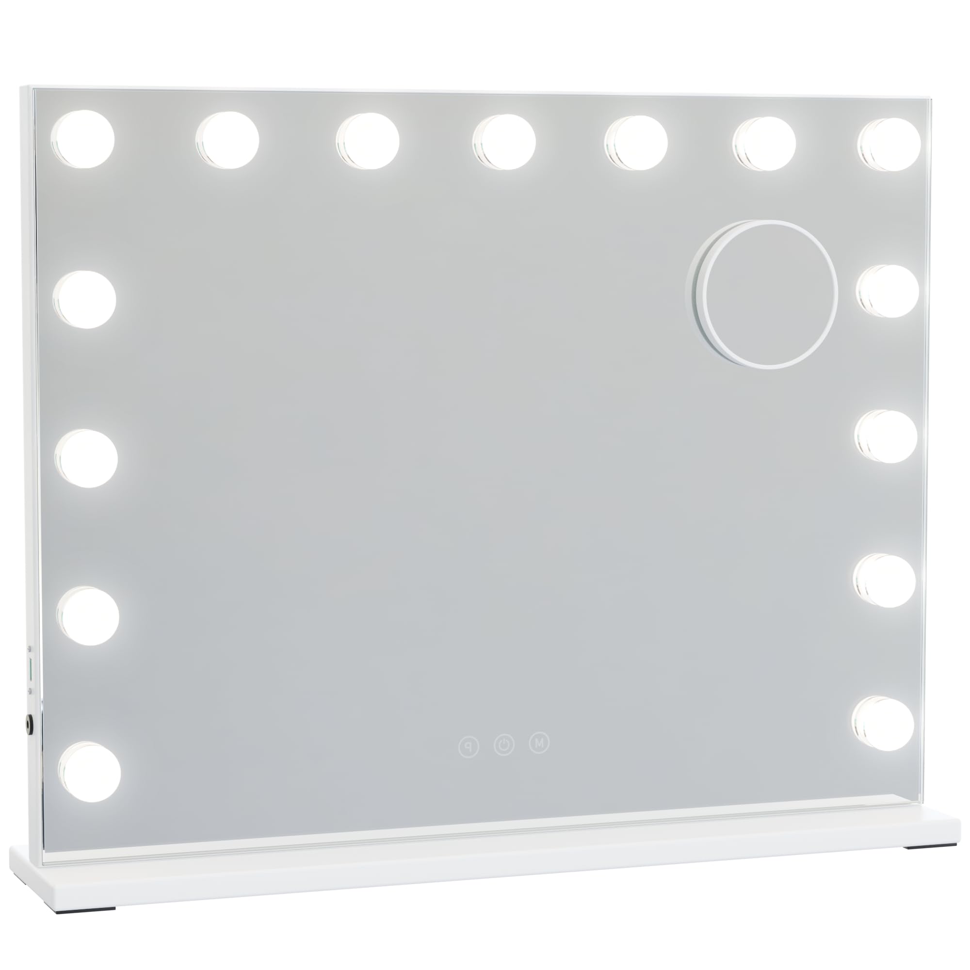 Maquillaje Espejo con Iluminación - 56x44 CM - Espejo Hollywood - Espejo con luces - Maquillaje Espejo - 3 modos de luz regulable - Ampliación de 10x - Cargador USB incorporado