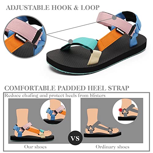 Watelves Womens-Sport-Sandals Outdoor-Hiking-With-Arch-Support Comfortable Webbing-Water-Athletic Beach-Shoes For Travel-Walking-Trekking-Camping(Colorful,37) #TOP3