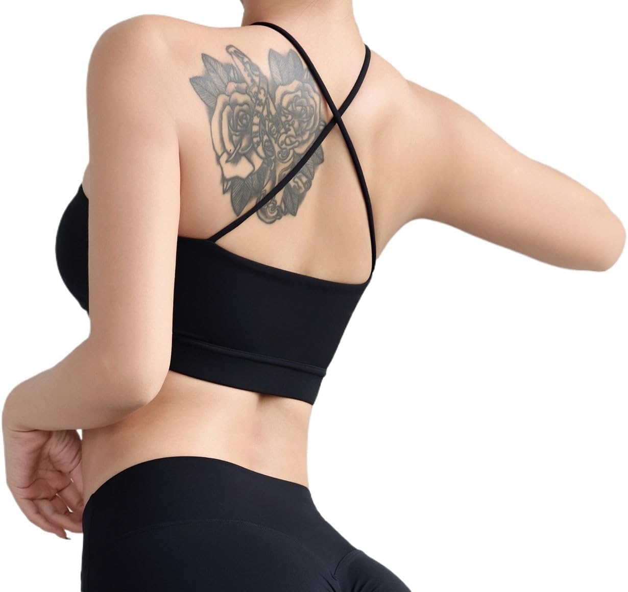 Le&Chung Crisscross Strappy Cut-Out Padded&Cross-Back Sports Bras for Women-Medium Support&Breathable for Yoga Gym Workout