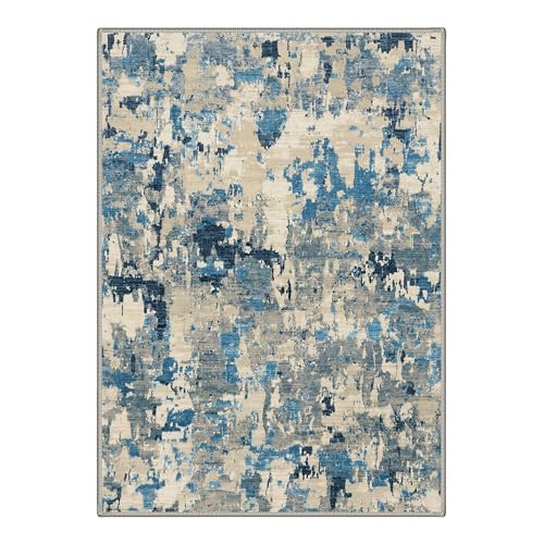 Tapete área moderno 5x7 BEIMO color Dusty Blue/Beige miniatura 4
