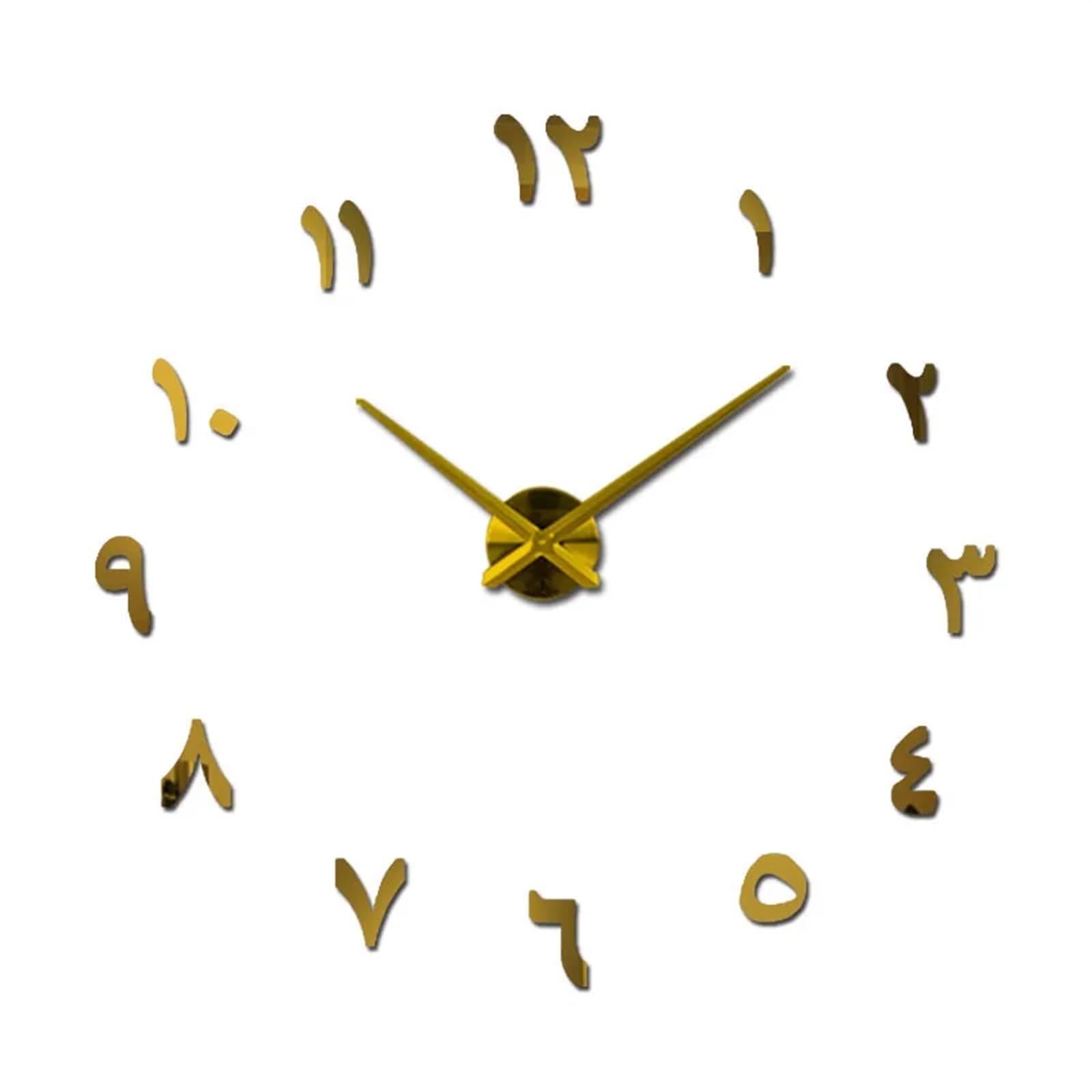 VFDVSWZSA Stylish wall clock, Clock Watch Horloge 3d Diy Mirror Stickers Home Decoration Living Room Quartz Needle(Gold,37inch)