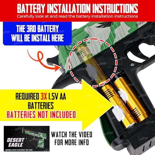 Image of Zest 4 Toyz Light and Sound Police Army Style Pistol Gun Toy with Moving Top Loader Telescopic Barrel and Target Projection Effect, Desert Eagle Pistol (Pack of 1) Random Color Dispatch, Assorted