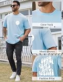 Yuson Girl Męski t-shirt na lato, bawełna, oversize, okrągły dekolt, krótki rękaw, luźna koszulka z nadrukiem w stylu vintage, oversize, do uprawiania sportu, na co dzień, na co dzień, moda długa,