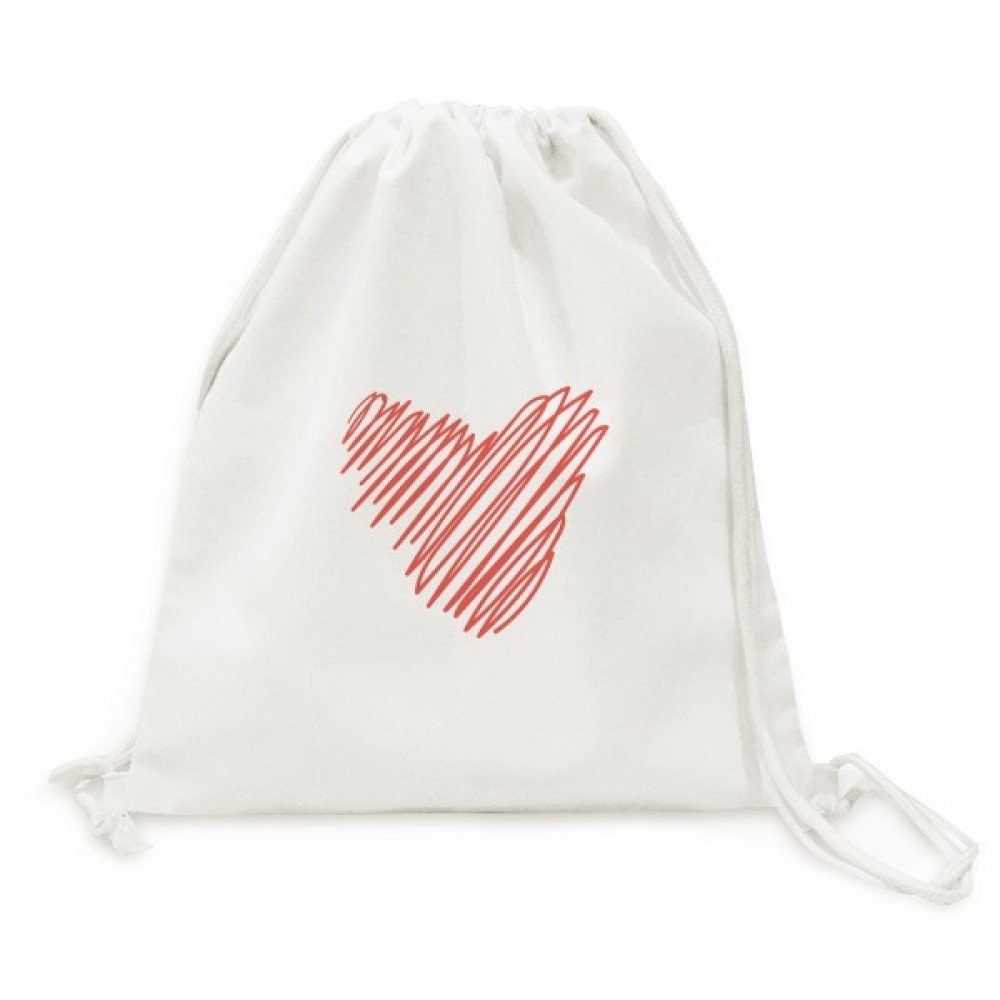 Sac à dos cordon en toile léger imprimé cœur rouge Saint-Valentin