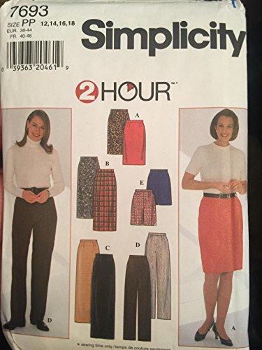 Patron jupe pantalon Simplicity 7693 taille 12-18 pour ajuster vos mesures