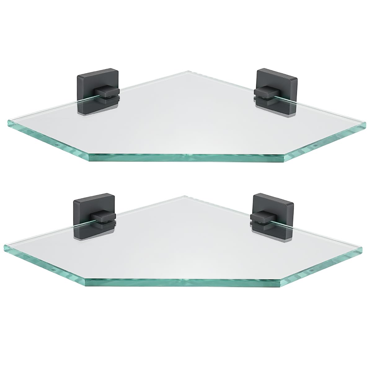 Étagère d'angle en verre JQK TGS290L10-PB-P2 anti-rouille pour optimiser les douches exigües