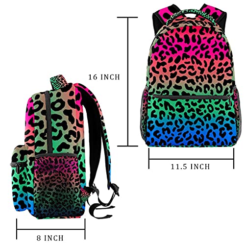Sac à dos d'école léopard multicolore et léger pour garçons et filles - 2