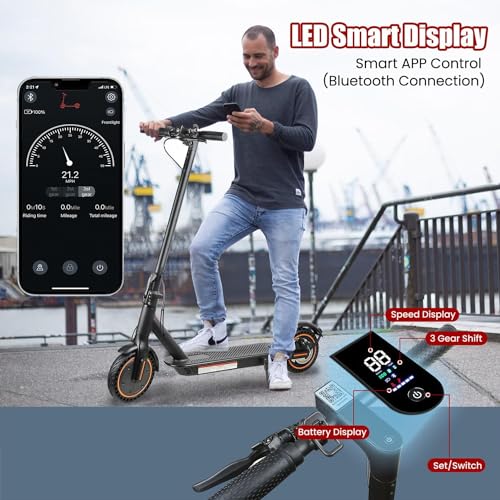 Electric Scooter for Adults, 8.5″ Solid Tires, 350/500W