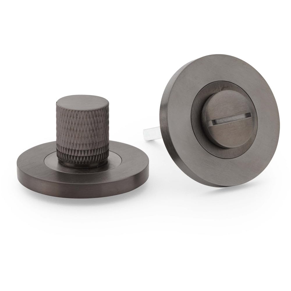 Loops Dark Bronze Modern Knurled Thumbturn & Release Lock - Bathroom Door Wc
