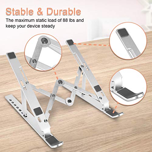 Aigital Laptop Stand Portable Foldable Computer Tablet Stand Multi-Angle Adjustable Creative Storage Laptop Holder Riser Compatible with 10\"-17\" Notebook PC Tablet Thinkpad - Thumbnail 2