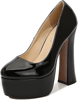 [YFS] ハイヒール レディース パンプス メンズ シンプル 美脚 大きいサイズ 14cmヒール ラウンド 太ヒール 厚底 エナメル 幅広 安定 黒 白 赤 可愛い おしゃれ cosplay/コスプレ パーティ 22.5cm―28cm