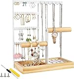 【Soporte de Joyas】Diseño multinivel para satisfacer su almacenamiento diario de joyas, como pendientes, anillos, pulseras collares, relojes. Disposición razonable de las áreas para el máximo ahorro de espacio.