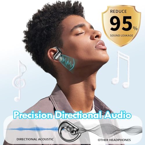 kurdene Wireless Earbuds Bluetooth Headphones Sport,Over Ear Buds with Deep Bass Sound,60Hrs Playtime Earphones Redesigned Comfort Fit with Earhooks for Running,Meeting,Workout-Black — view 5