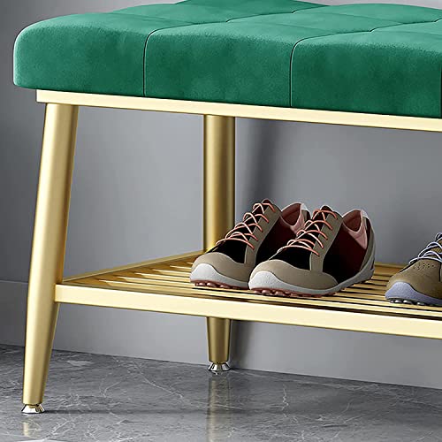 Banc à chaussures avec repose-pieds réglables et cadre métallique solide