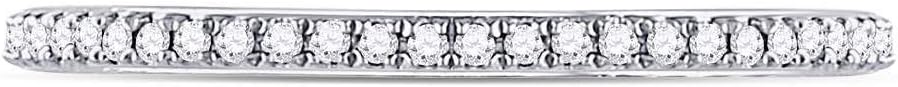 Diamond2Deal 10kt White Gold Womens Round Diamond Single Row Stackable Band Ring 1/8 Cttw Color- G-H Clarity- I2-I3