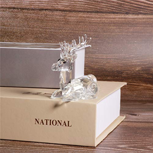 Waltz&F Crystal Kneeling Sika Deer Collectible Animal Figurine Paperweight Table Decoration #TOP3