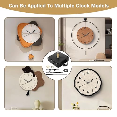 Astraveo Uhrwerk Lautlos für Wanduhr (16mm Schaft) Quarz Uhrwerk Ersatzteile Set mit 3 Uhrzeiger Präzises Bastelset für DIY & Reparieren, Kein Ticken, Schwarz