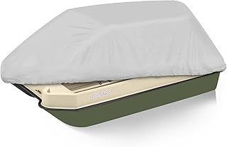 900D Waterproof Pond Boat Cover Fits 8'-10'L Pond Prowler Bass Raider Boat and Bass Fishing Boat, Heavy Duty Marine Grade Canvas, Gray
