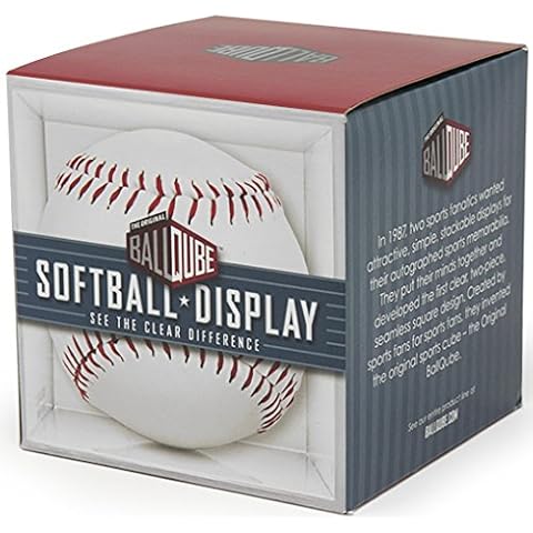THE ORIGINAL BALLQUBE Softball Display Case Square Clear Softball Cube Memorabilia Display & Storage Sports Softball Display Box Holder Cover