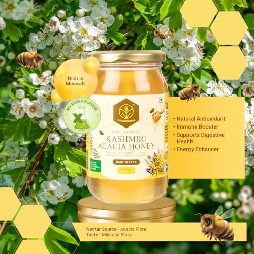 Image of Shiva Organic Kashmiri Acacia Honey, 1 kg |100% Raw and Pure|Natural and Original|No Added Sugar|Fresh Kashmir Honey|Unprocessed Honey