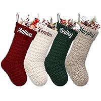 Chaussettes De Noël Personnalisées Avec Prénom - Lot De 5, Tricotées 46 Cm, Déco Cheminée