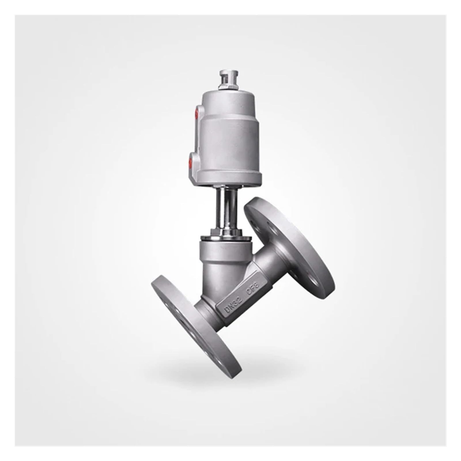 Valvola a sede angolare con attuatore pneumatico, Valvola pneumatica a sede angolare in acciaio inox 304 con flangia 1-1/4 NC PTFE singola/doppia/SS(Single,Stainless steel head)
