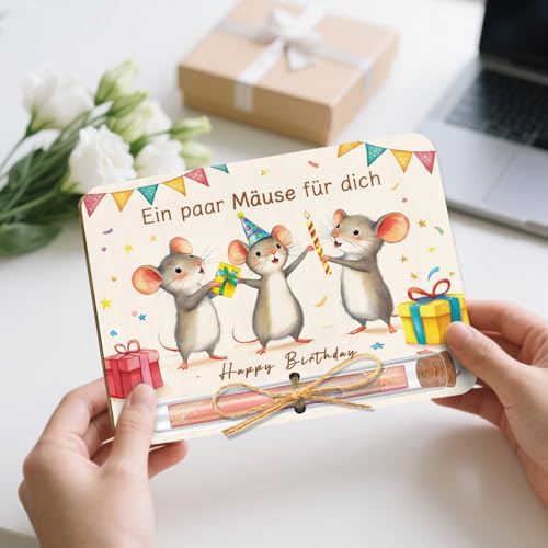 Geldgeschenke Geburtstag aus Holz, Geldgeschenk Verpackung zum Geburtstag, Lustige Geburtstagskarte Holz mit Reagenzgläser Umschlägen, Happy Birthday Geschenk