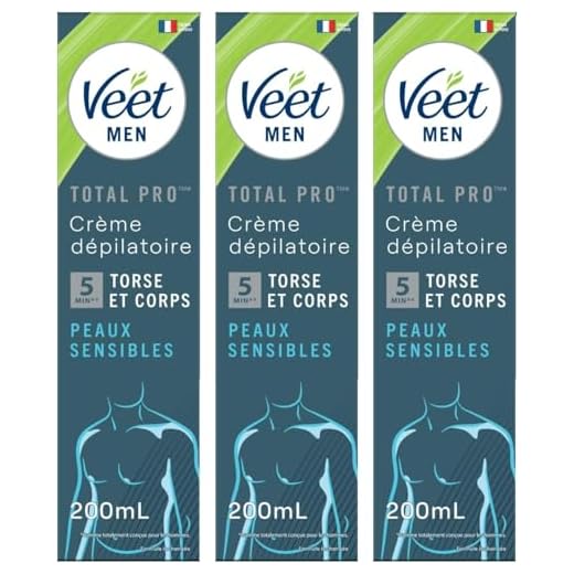 Veet Men - Crème Dépilatoire Homme - Peaux Sensibles - 200 ml - Lot de 3