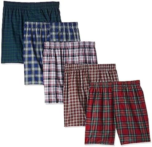 Hanes Men's Ultimate Underwear Boxers Pack, 5-Pack, Cotton-Blend Plaid Boxers for Men, Everyday Underwear