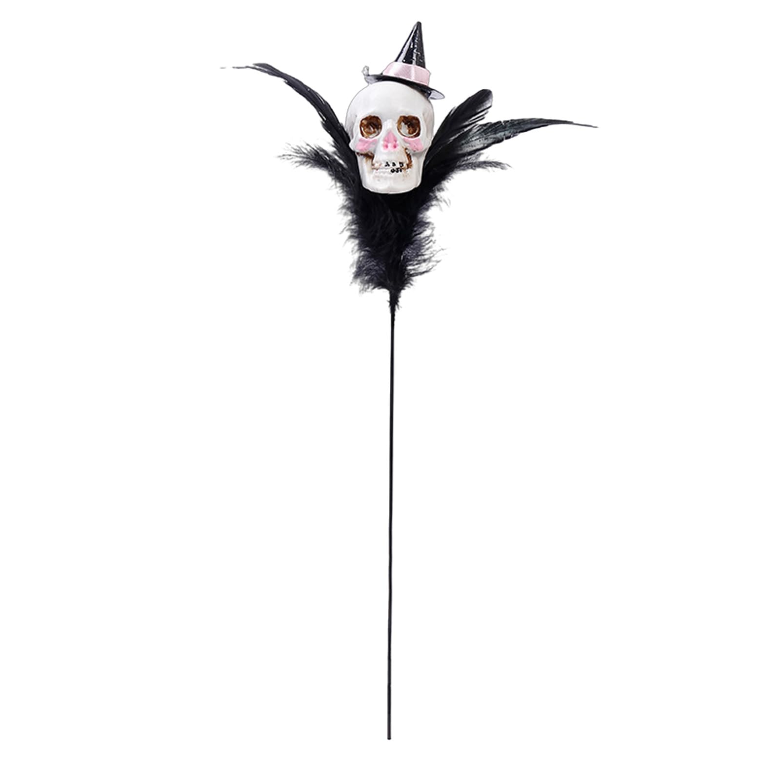 sugerou Halloween Decoration Skull Pumpkin Vase Insert Gothic Ghost Feather Flower Arrangement Spooky Dark Centerpiece for Desk Shelf Party Home Decor 46cm White White