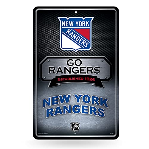 Rico Industries NHL New York Rangers Large Metal Sign 11" x 17" Large Metal Home Décor Sign