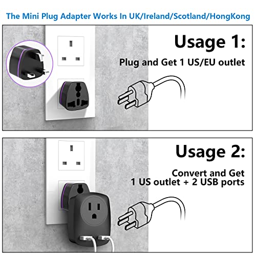 European Travel Plug Adapter for Europe & UK, American to Ireland Italy France Spain Greece Germany Israel Travel Essentials, International Power Outlet USB Charger, US to EU UK Travel Accessories - Thumbnail 4