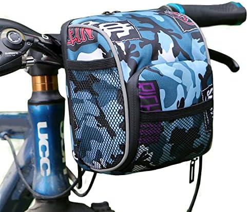 Ronssie Kids Bike Basket Bicycle Handlebar Bag Organizer, Cool Camouflage Front Bike Decoration Accessory for Adults & Childs, Fits for Tricycle, Balance Bike, Scooter for Girls & Boys (Navy Blue)