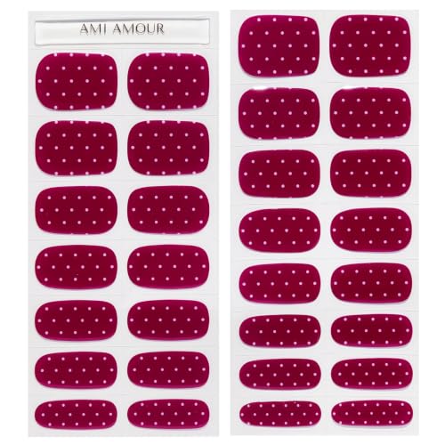 Semi Cured Gel Nail Strips Stickers Wraps | UV Nail Polish that Pops in Color (Cranberry Fizz) for Women & Short Nails & Long Nails (Ami Amour)