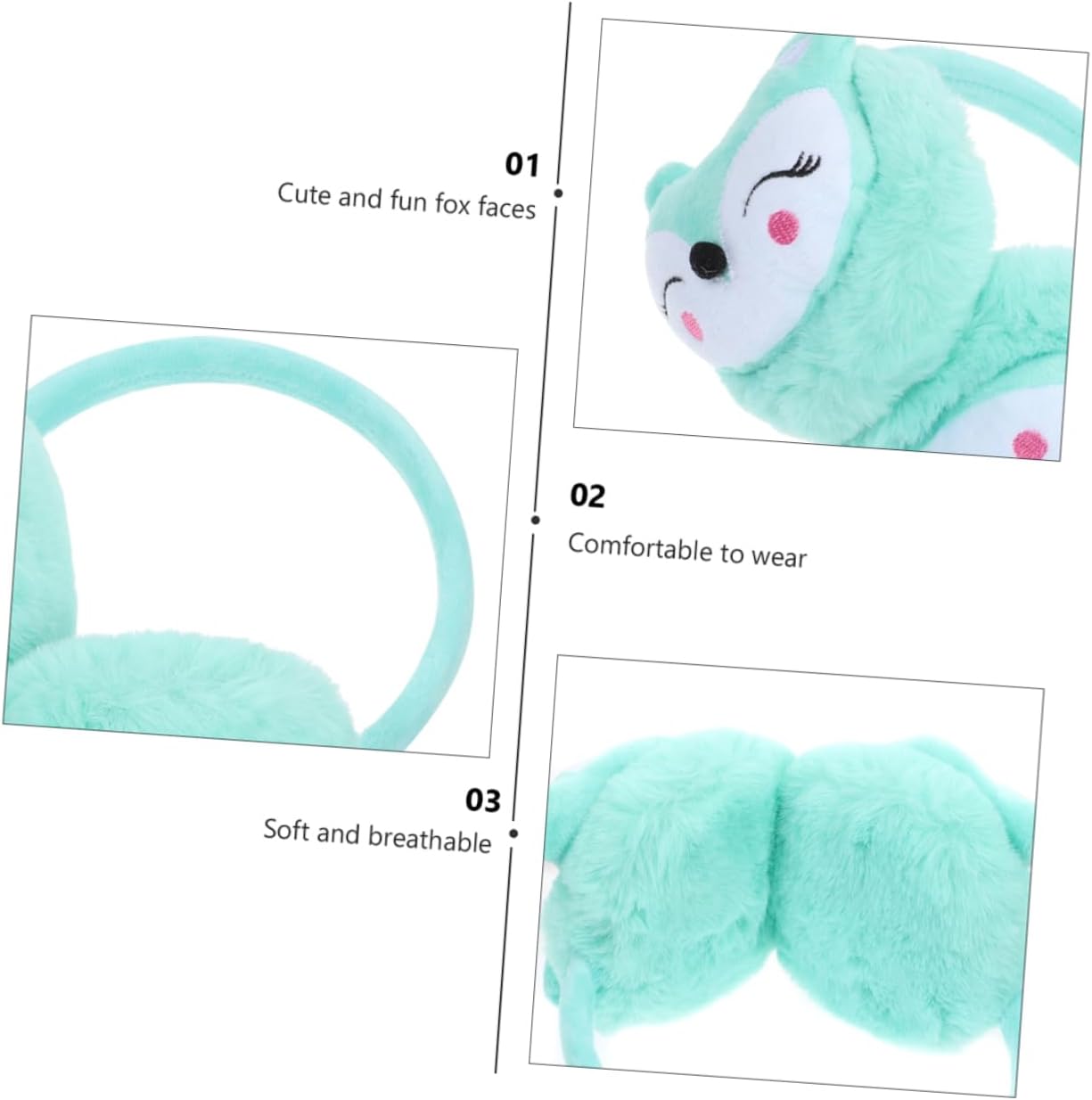 Didiseaon 2pcs Winter Ear Warmers for Boy Girl Cute Fox Design Ear Covers for Comfortable and Soft Ear Muffs Outdoor Activities Winter Ear Protection